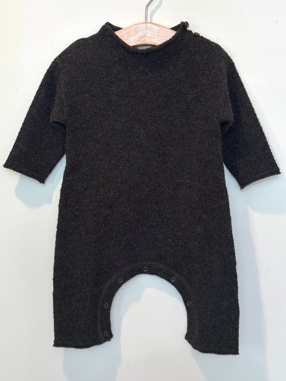 Caramel Prion Knit Baby Romper in Graphite